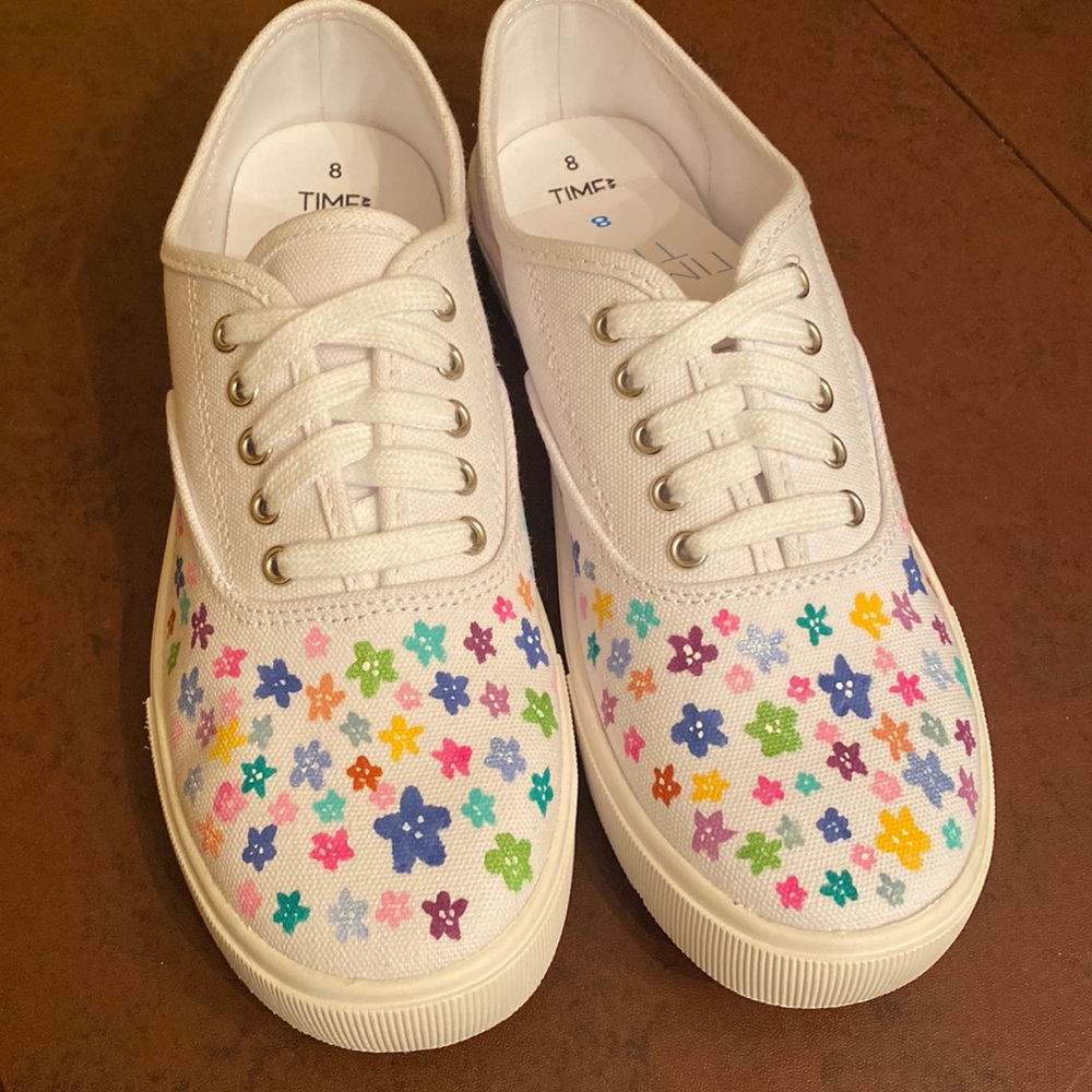 Hand painted floral sneakers